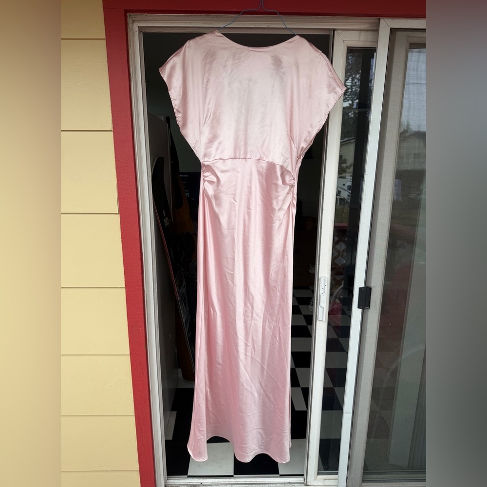 Lulu's Blush Satin Maxi Dress - Picture 3 of 6